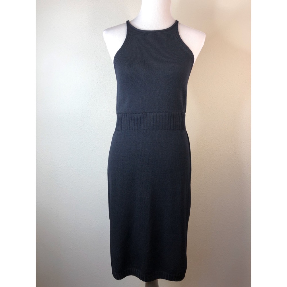 St. John Sport Santana Knit Black Midi Dress